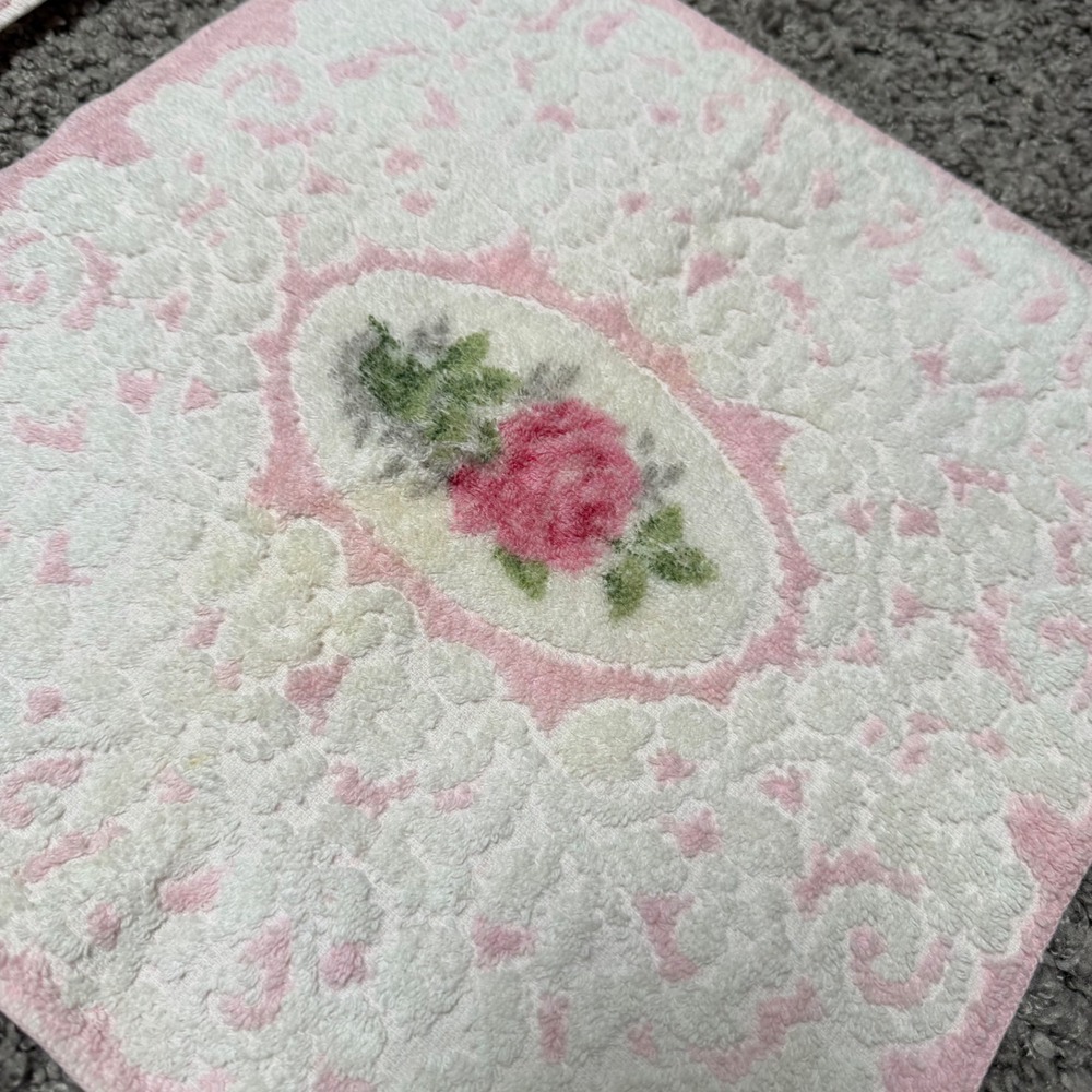 70s Vintage Cannon Royal Family 6pc Towel Set‎ Pink Rose Floral Cotton White - Picture 10 of 12